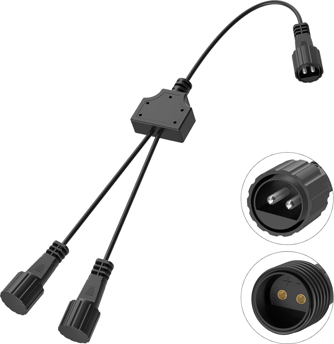 SnelShoppen - 2-Pin Splitter voor Kerstverlichting, Waterproof Y-Plug, 1 naar 2 Stekkers, Verlengkabel voor Binnen en Buiten, Perfect voor Feest, Tuin