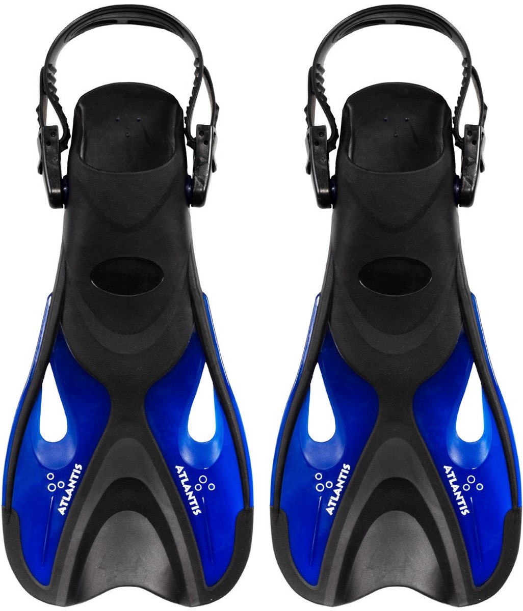 Atlantis Dolphin - Flippers - Zwemvliezen - Verstelbare Hielstrap - Voor Zwemmen & Snorkelen - Volwassenen - Zwart/Blauw - 36-41