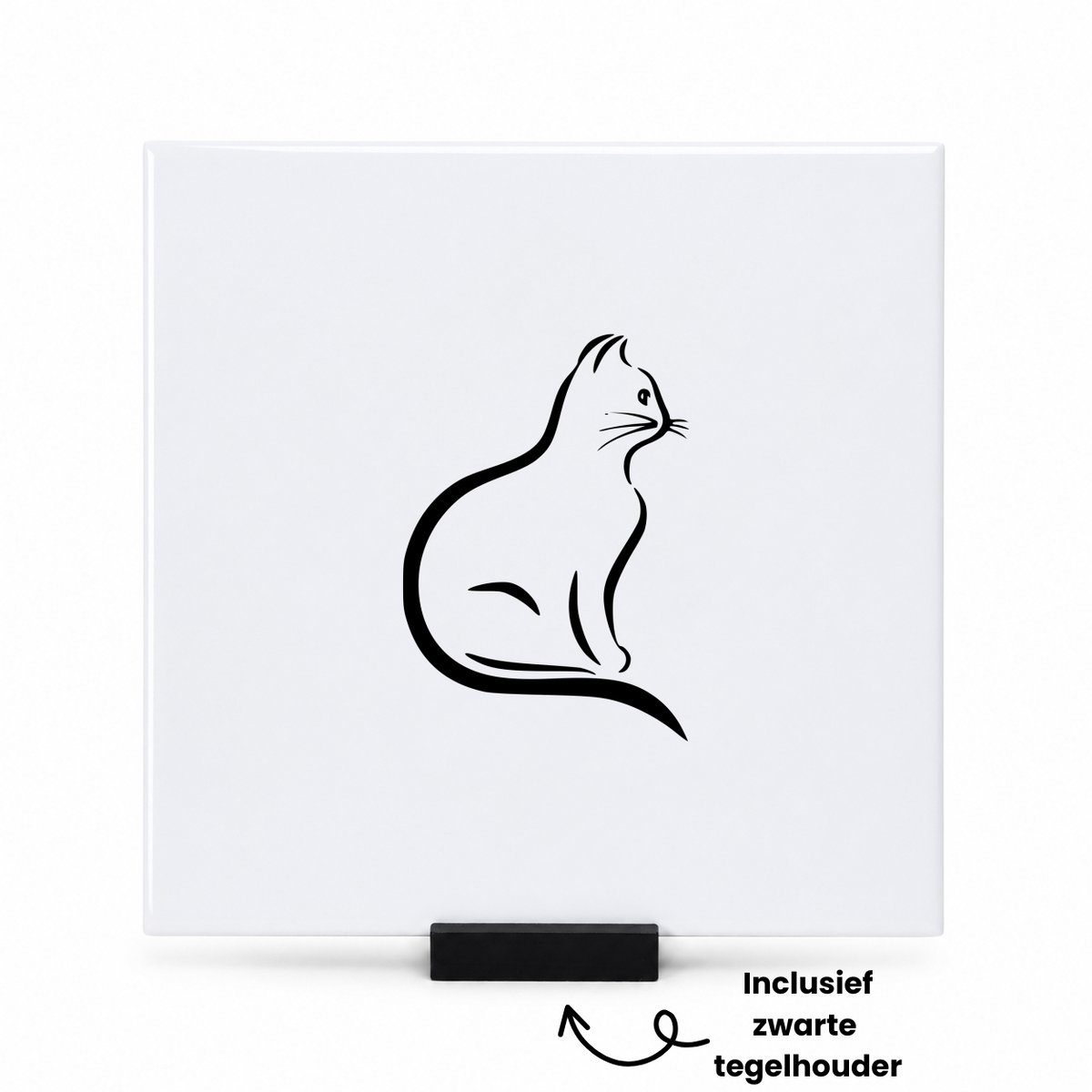 Hacebo Katten tegeltje met tegelhouder - Katten - Liefste kat - tegeltjes met tekst - Huisdier - Cadeau - Verjaardag - Katten speelgoed - spreuktegels - 15x15 CM Wit