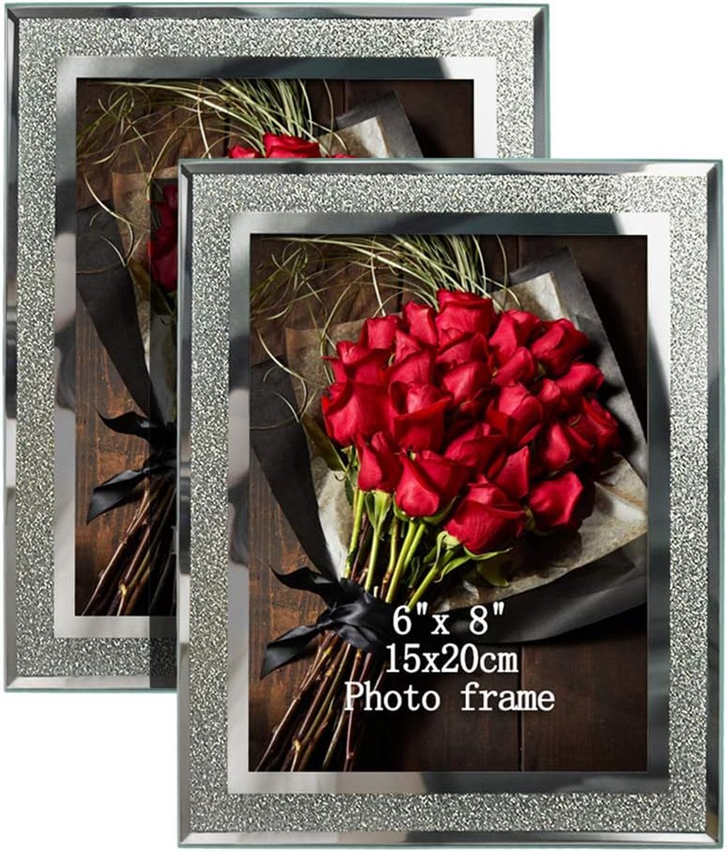 SnelShoppen - Elegante Glazen Fotolijsten Set van 2 - 15x20 cm voor Thuis, Kantoor en Bruiloften - Stijlvolle Wanddecoratie