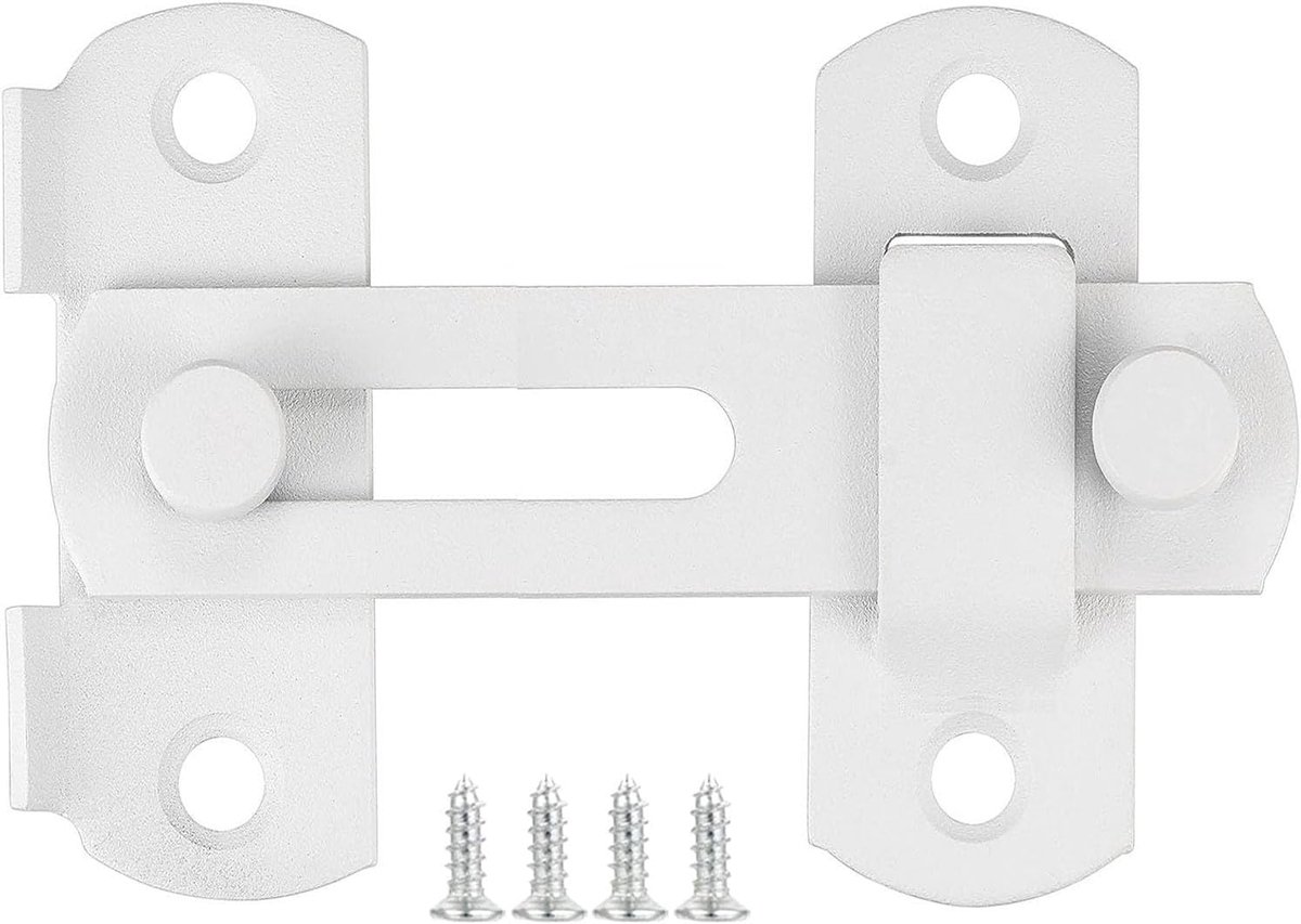 SnelShoppen - Sliding Door Lock RVS - Veiligheidsdeurvergrendeling voor Deuren en Ramen - 4 inch - Wit - Ideaal voor Badkamer, Tuin, Garage en Wijnkas