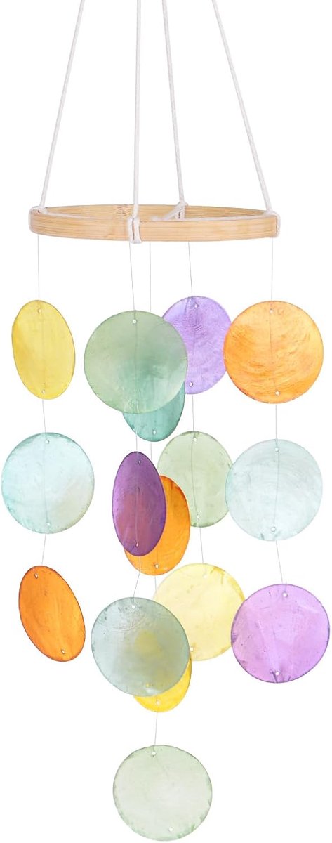 SnelShoppen - Kleurrijke Schelpen Windgong voor Buiten - Handgemaakte Tuin Decoratie - Duurzame Zee Glas Windchimes voor Terras, Tuin en Balkon - Rust
