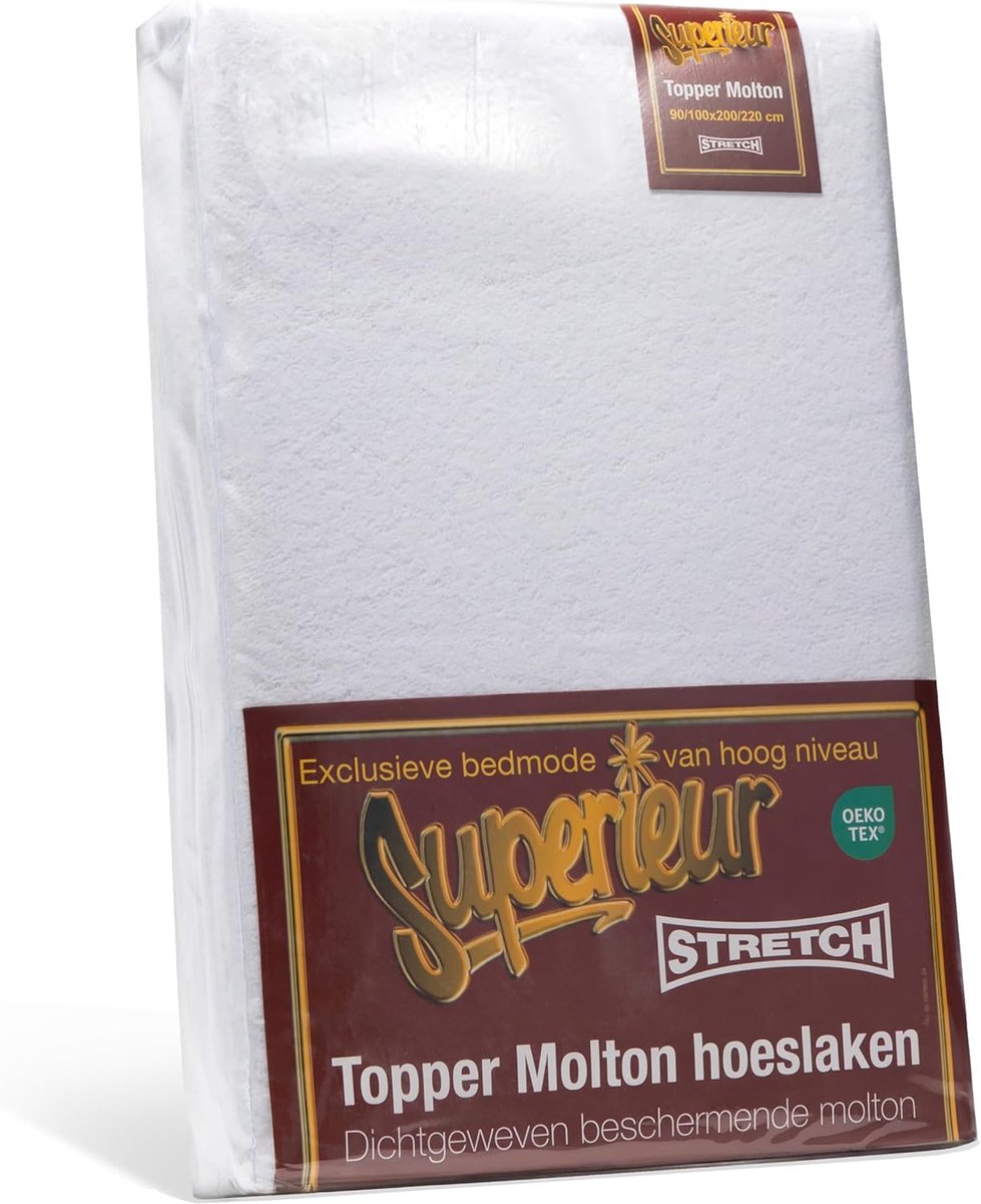 SnelShoppen - Superieur Topper Molton Hoeslaken 90/100 x 200/220 cm - Matrasbeschermer met Perfecte Pasvorm, Ademend en Hoog Absorberend, Machinewasba