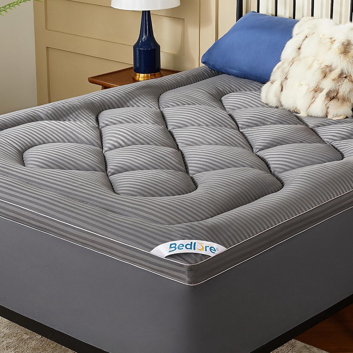 SnelShoppen - Matrass Topper 160 x 200 cm - Gequilt - Zacht en Ademend - Oeko-Tex Gecertificeerd - Geschikt voor Matrassen tot 40 cm - Wit - Perfect v