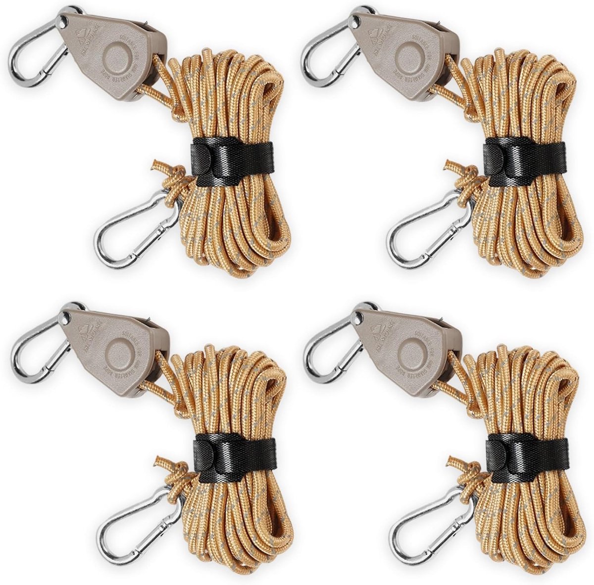 SnelShoppen - 4 Stuks Verstelbare Touw Ratchet Guy Ropes met Kabel Spanner, Reflecterend, Lichtgewicht Tent Koord met Haak voor Kamperen, Awnings, 4mm