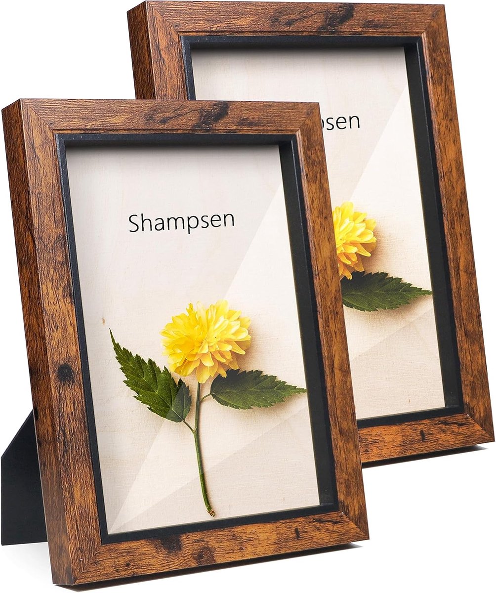 SnelShoppen - Fotolijst Bruin 13x18 cm met Hoogwaardige Glazen Bescherming, Geschikt voor Wandmontage en Tafelweergave, MDF Houten Lijst met Unieke Ho