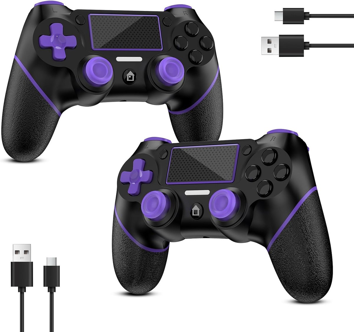 SnelShoppen - Draadloze Controller voor PS4/Pro/Slim/PC - 2 Stuks Gamepad Joystick met Turbo, Terugknop, Dual Vibration, 6-Assige Gyrosensor en Touchp