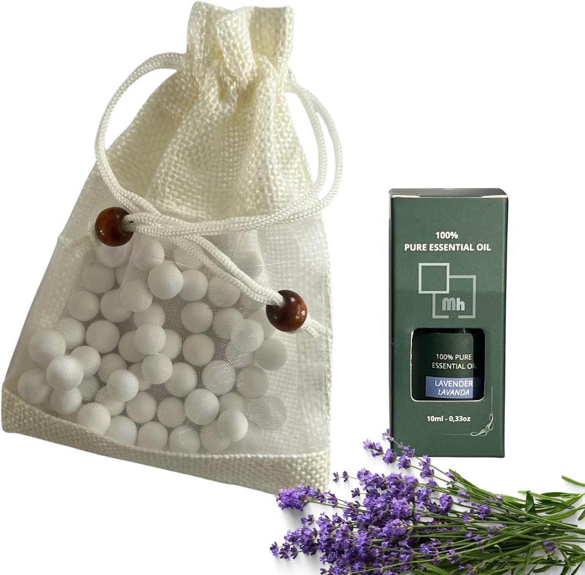 SnelShoppen - Essentiële Olie Diffuser met Keramische Bollen, Lavendel Geur, 10ml, Relaxerend, Ideaal voor Badkamer, Slaapkamer of Yoga, Geen Stroom N