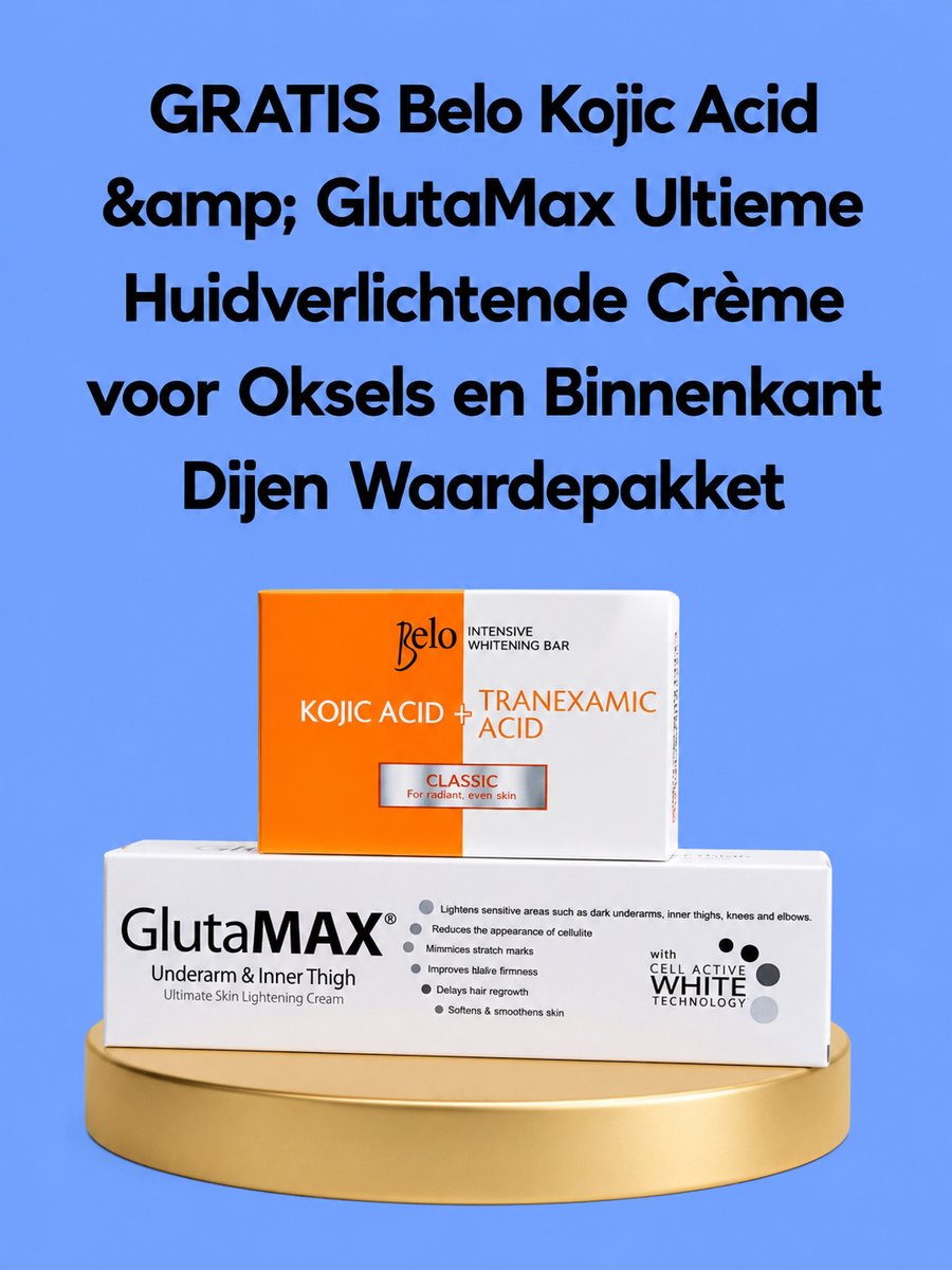 GRATIS Belo Kojic Acid & GlutaMax Ultieme Huidverlichtende Crème voor Oksels en Binnenkant Dijen Waardepakket