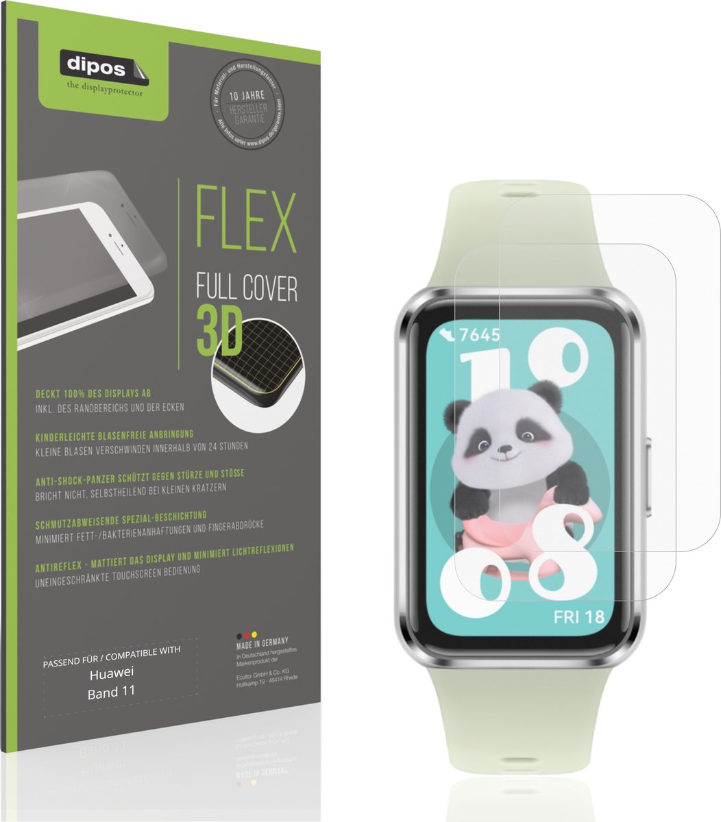 dipos FLEX – 2x Matte Screenprotector geschikt voor Huawei Band 11 | Volledige Schermbescherming | Case-Friendly