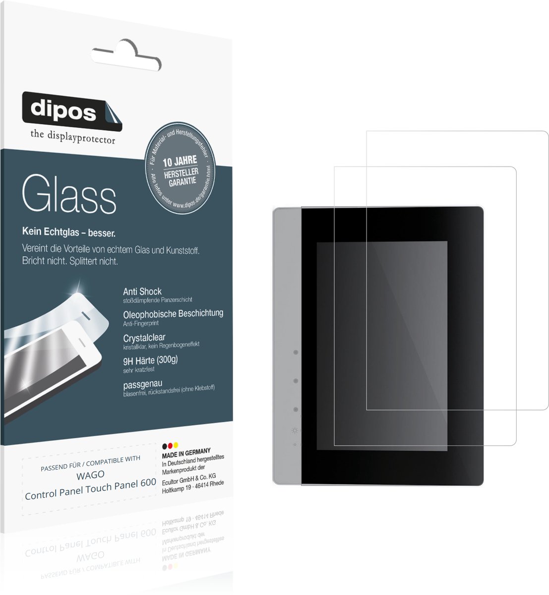 dipos – 2x Pantserfolie geschikt voor WAGO Control Panel Touch Panel 600 | 9H Screenprotector