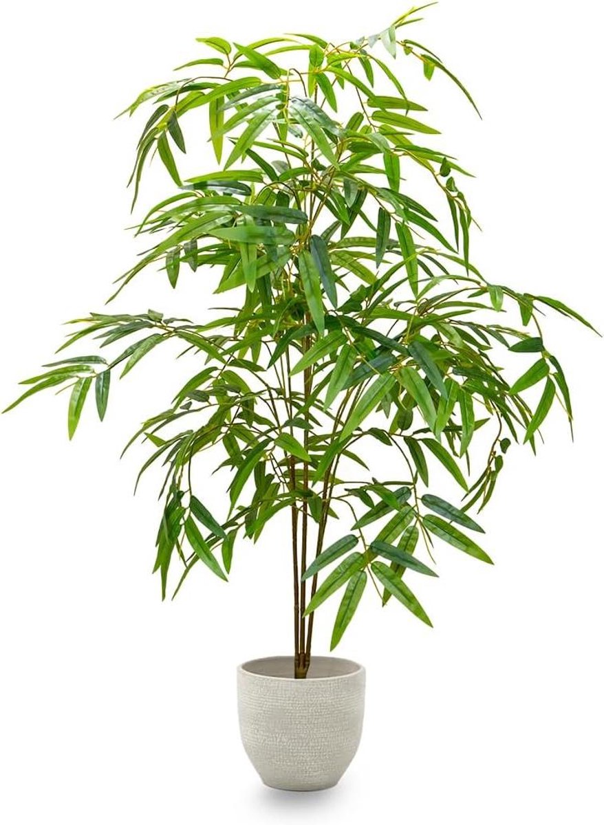 Kunstbamboe boom - Decoratieve plant - Woondecoratie - Afneembare stam - 110 cm hoog - Groen