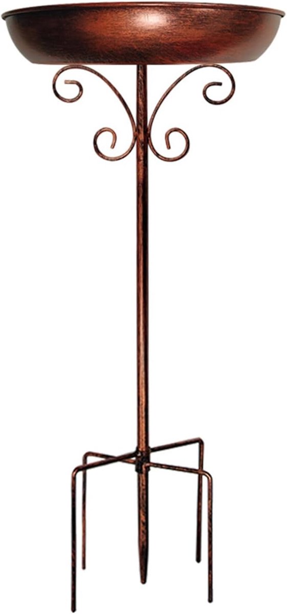 SnelShoppen - Vogelbad voor de tuin 76 cm - Vintage metalen vrijstaand vogelbad met standaard - Weerbestendig roestvrij met antislip rand - Perfect vo