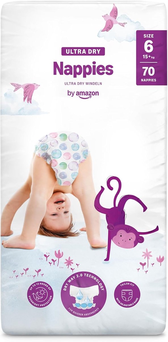 SnelShoppen - Ultra Dry Luiers Maat 6 (15+ kg) - 70 Stuks - Zacht & Absorberend - Voor Baby's - Voorkomt Lekkage - Ideaal voor Dagelijks Gebruik