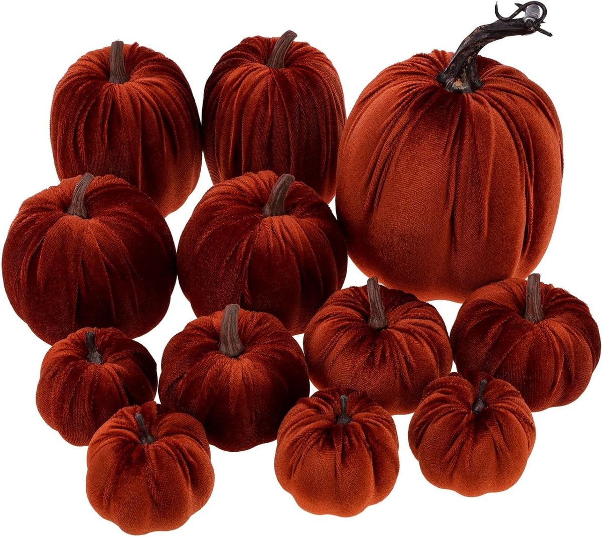 Kunstpompoenen Set - Herfst Decoratie - Huis Aankleden - Fluwelen Afwerking - 12 Stuks - Bruin