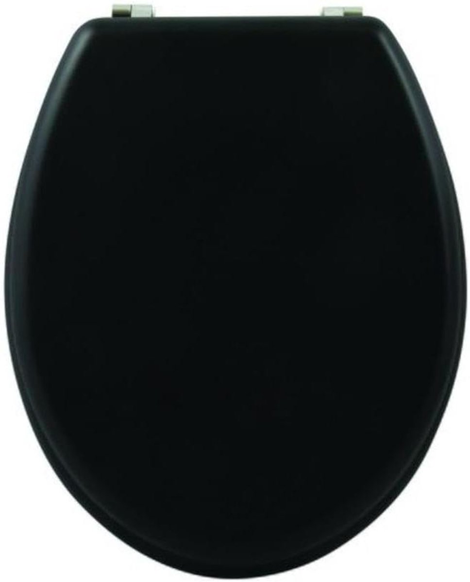 Toiletbril Deksel - WC Zitting - Badkamer Upgrade - MDF Houten Kern - 43 x 37 cm - Zwart
