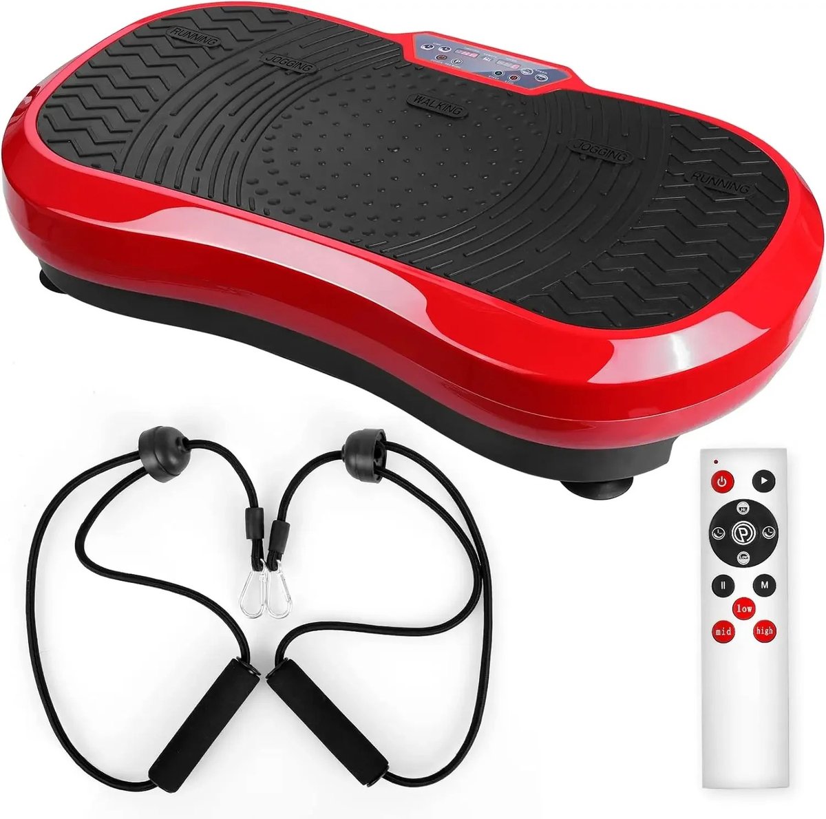 Velori Trilplaat Oefenmachine - Vibratieplaat - Trilplatform Fitness - Hele Lichaamstrainer - 200 W - 120 Trilniveaus - 180 kg Belastbaar - Rood