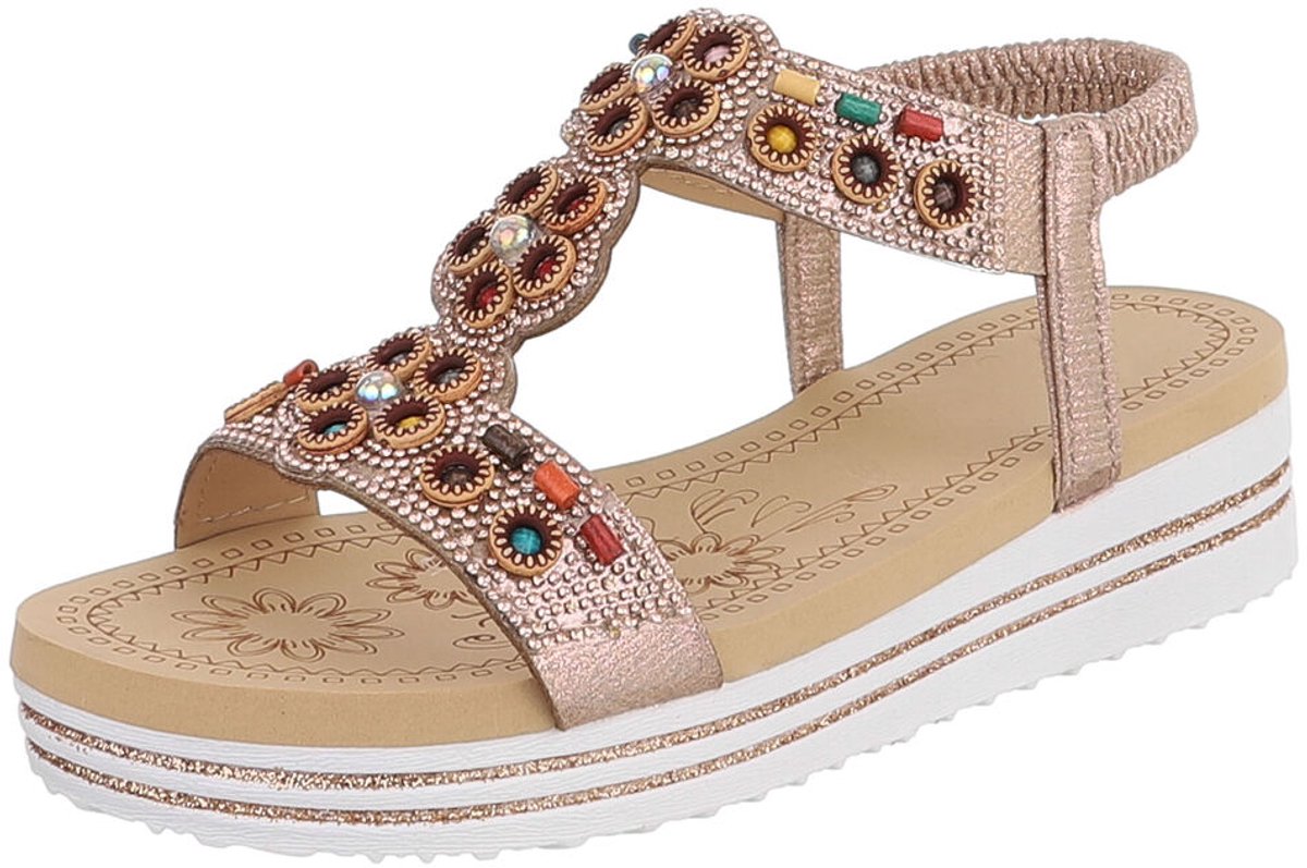 Sandaal met sleehak en sierdetails - dames Mt:38