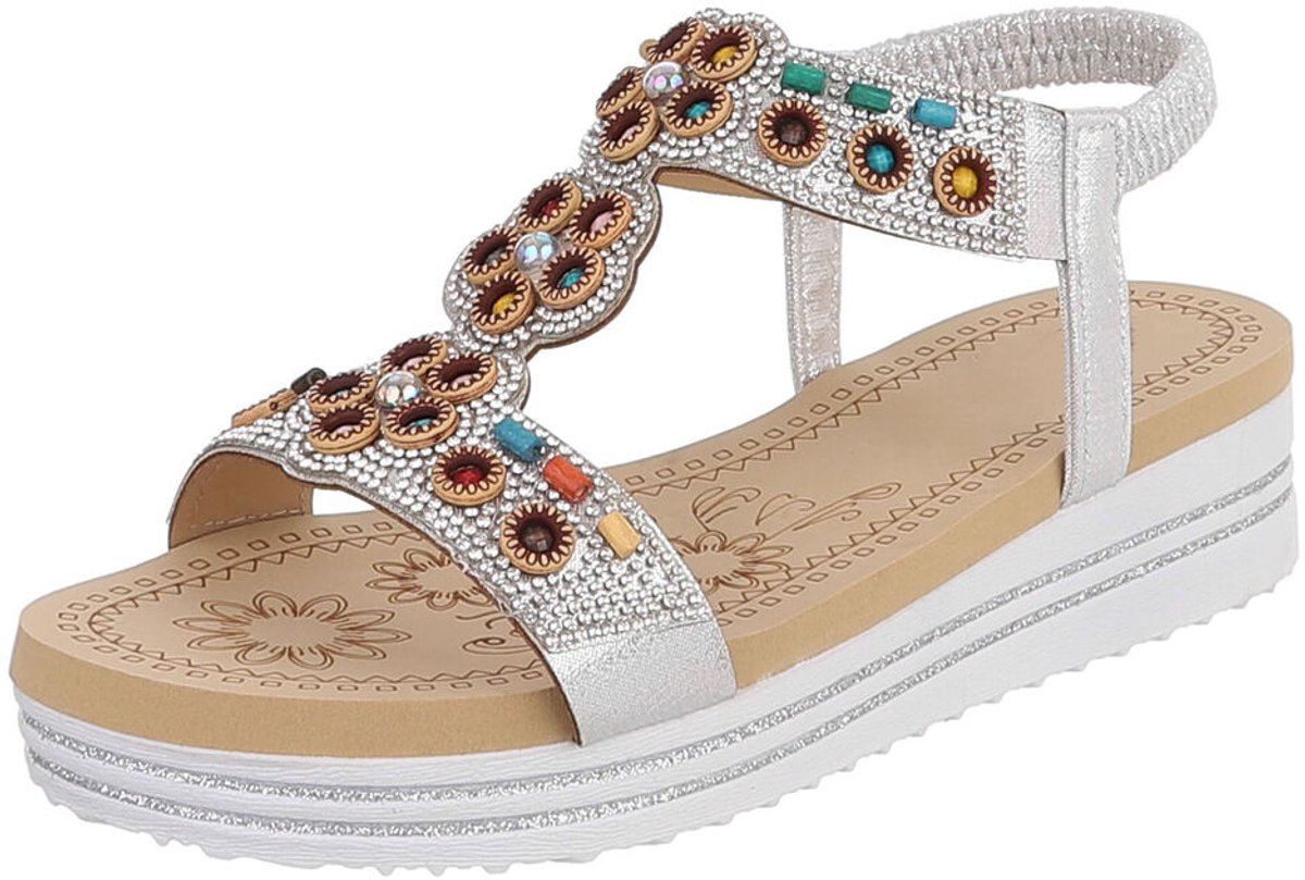 Sandaal met sleehak en sierdetails - dames Mt:38