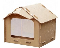 Kattenvoederhuis Buiten - Voederplek Onderkomen - Voer Beschermen - Weerbestendig Hellend Dak - 51x50x42cm - Grijs