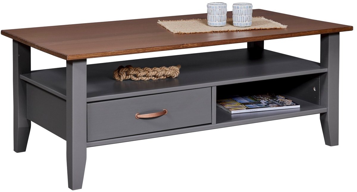 Salontafel Luzerna | 115 x 45 x 60 | Met lade en opbergplaats | Kleur: Grijs - Interlink - Rechthoekige salontafels - Grijs - Spaanplaat - Rechthoekige salontafels -