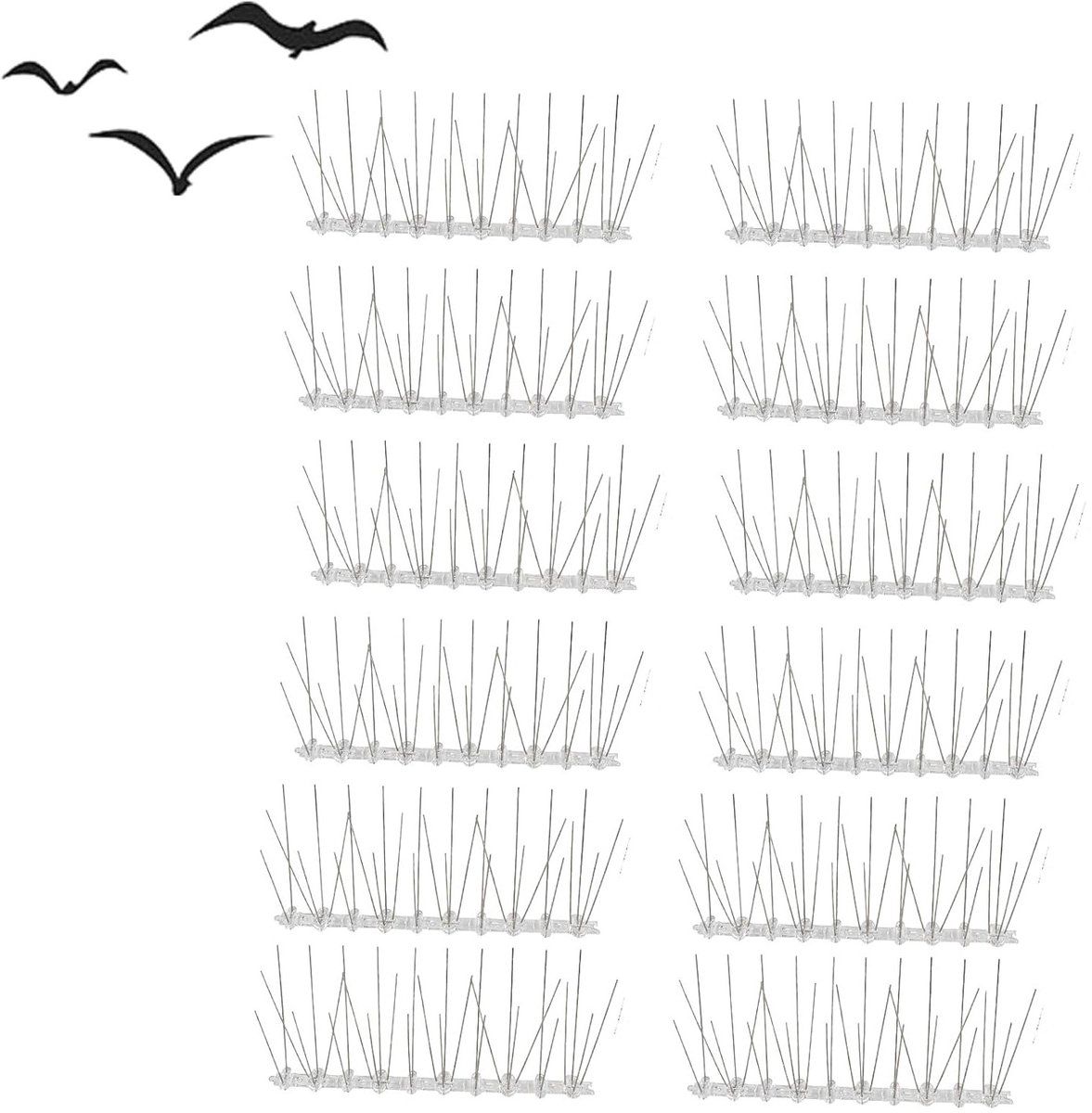 RVS Vogelwering Spikes - 12 Stuks, Ideaal voor Daken, Schuren, Terrassen en Balconies (25cm)