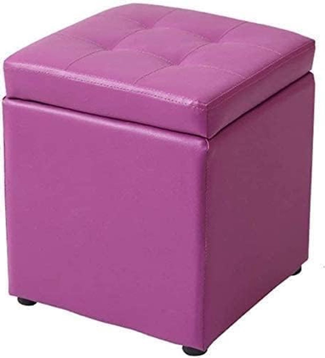 Voetkruk Ottomaans - Opbergkruk Bankje - Voeten Rusten - Stevige Houten Basis - Vierkant Ontwerp - Bruin
