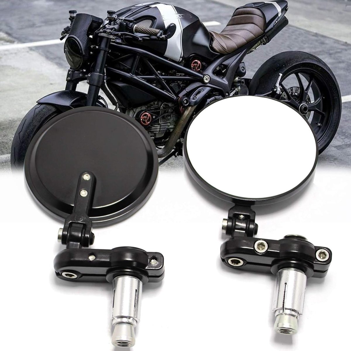 Vouwbare 7/8" 22mm Motorfiets Bar-End Zijspiegels voor Scooter, Cruiser en Chopper Motorrijden