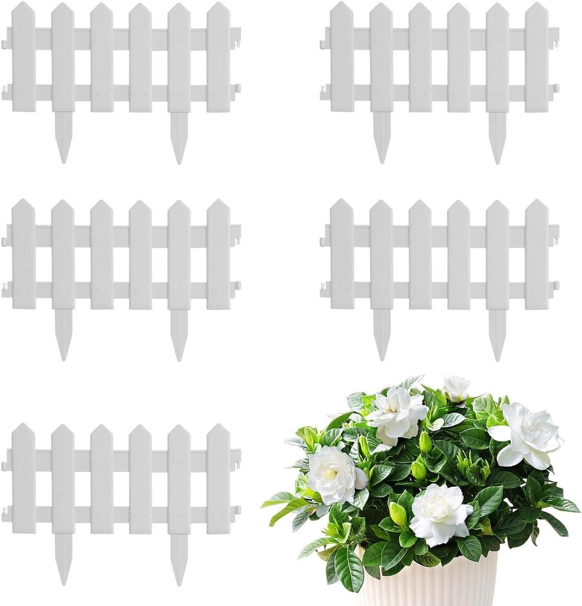 Tuinomranding - Beschermstrips - Tuin Decoratie - Tijdbesparend Insteeksysteem - 5 stuks - Wit