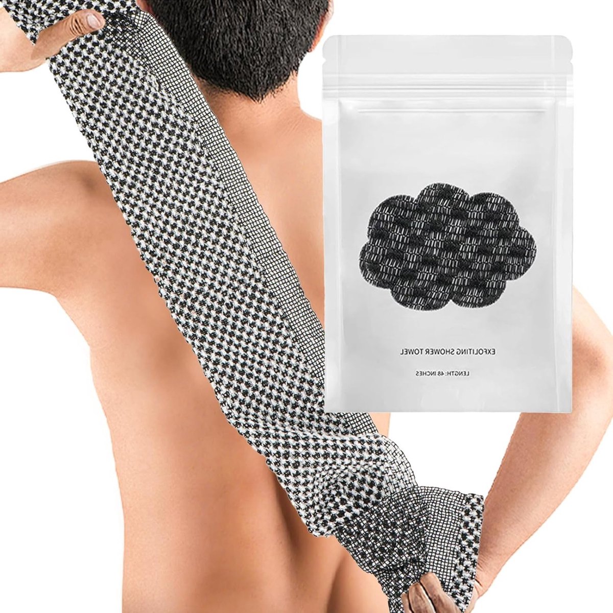 Exfoliërende badhanddoek voor een zachte huid, antibacteriële douchehanddoek, lange scrub spons voor rug en lichaam, ideaal voor mannen en vrouwen