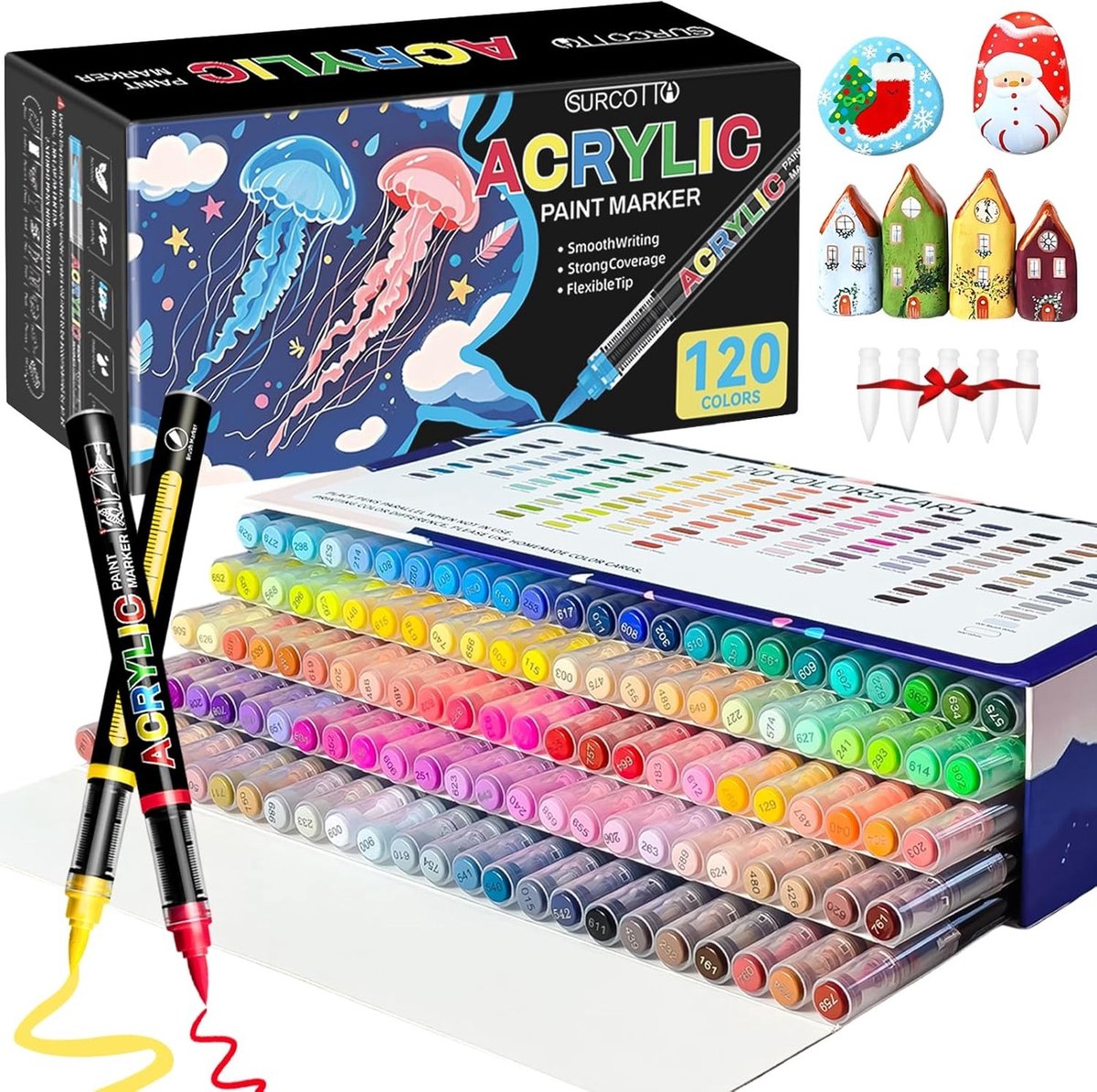 Acrylstiften Set - Multikleur - Penseelpunt - Sneldrogend - Voor Kunstenaars en Hobbyisten