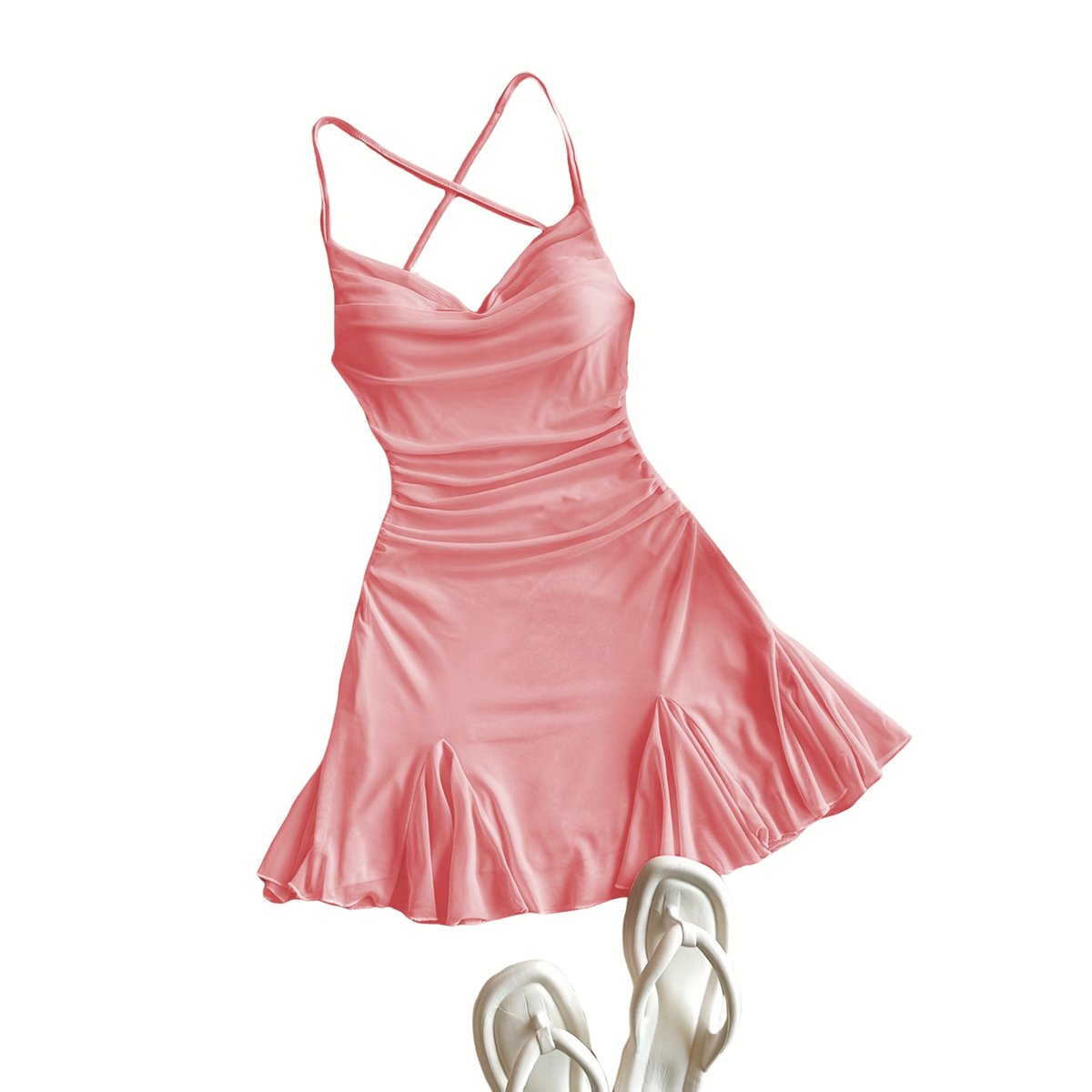 Currero Zomerjurk Dames Zomerjurken Volwassenen Vrouwen Midi Jurk Ibiza Stijl Sundress Dress Watermeloenrood XL