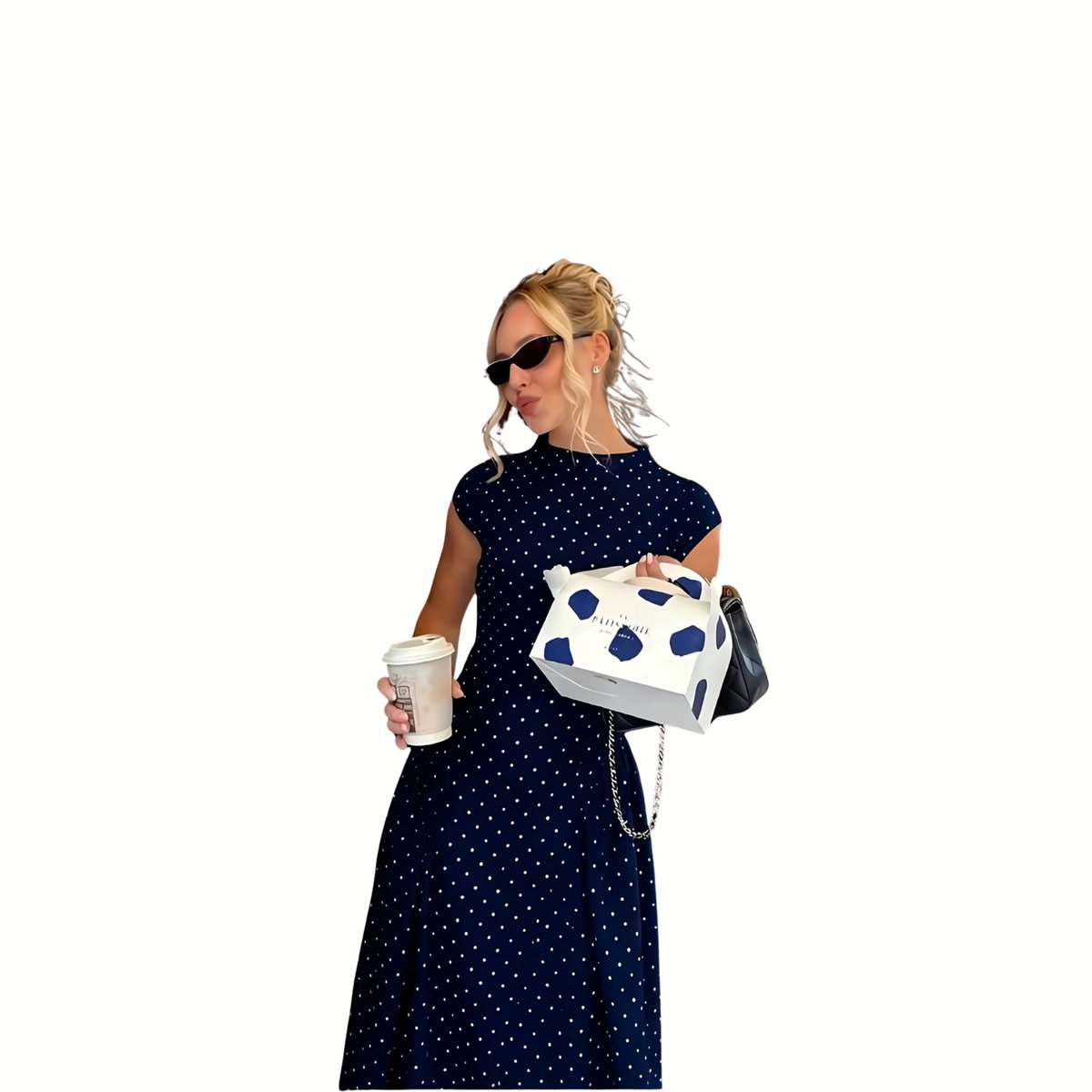 Currero Jurk Met Polkadots Stippen Zomerjurk Dames Zomerjurken Midi Jurk Volwassenen Ibiza Stijl Sundress Dress M Blauw