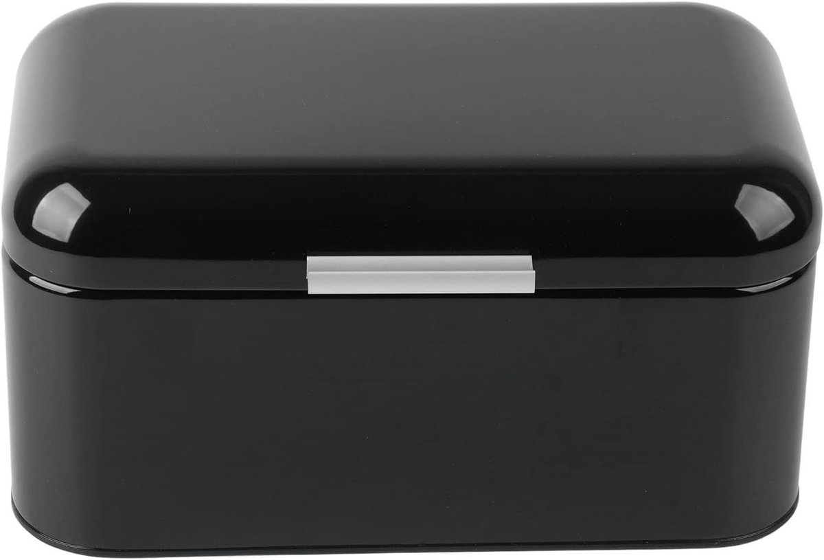 12x7.1x6.3 "Ijzer Grote Capaciteit Metalen Broodtrommel - Keuken Opslag Container voor Gebak, Broden en Droog Voedsel (Zwart)