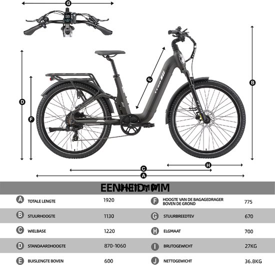 TTGO E-SUVO Elektrische Fiets - 48V15AH Accu - 250W Motor - 27.5 INCH Banden - Actieradius 100KM - Hydraulische Schijfremmen - Shimano 7 Versnellingen - Grijs van TTGO — afbeelding 3