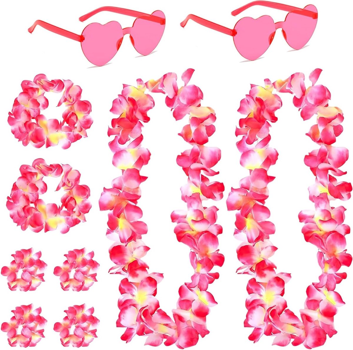 Tropische Slingers - Feest Decoratie - Strandfeest Versiering - Complete Set - 105 cm Lang - Roze