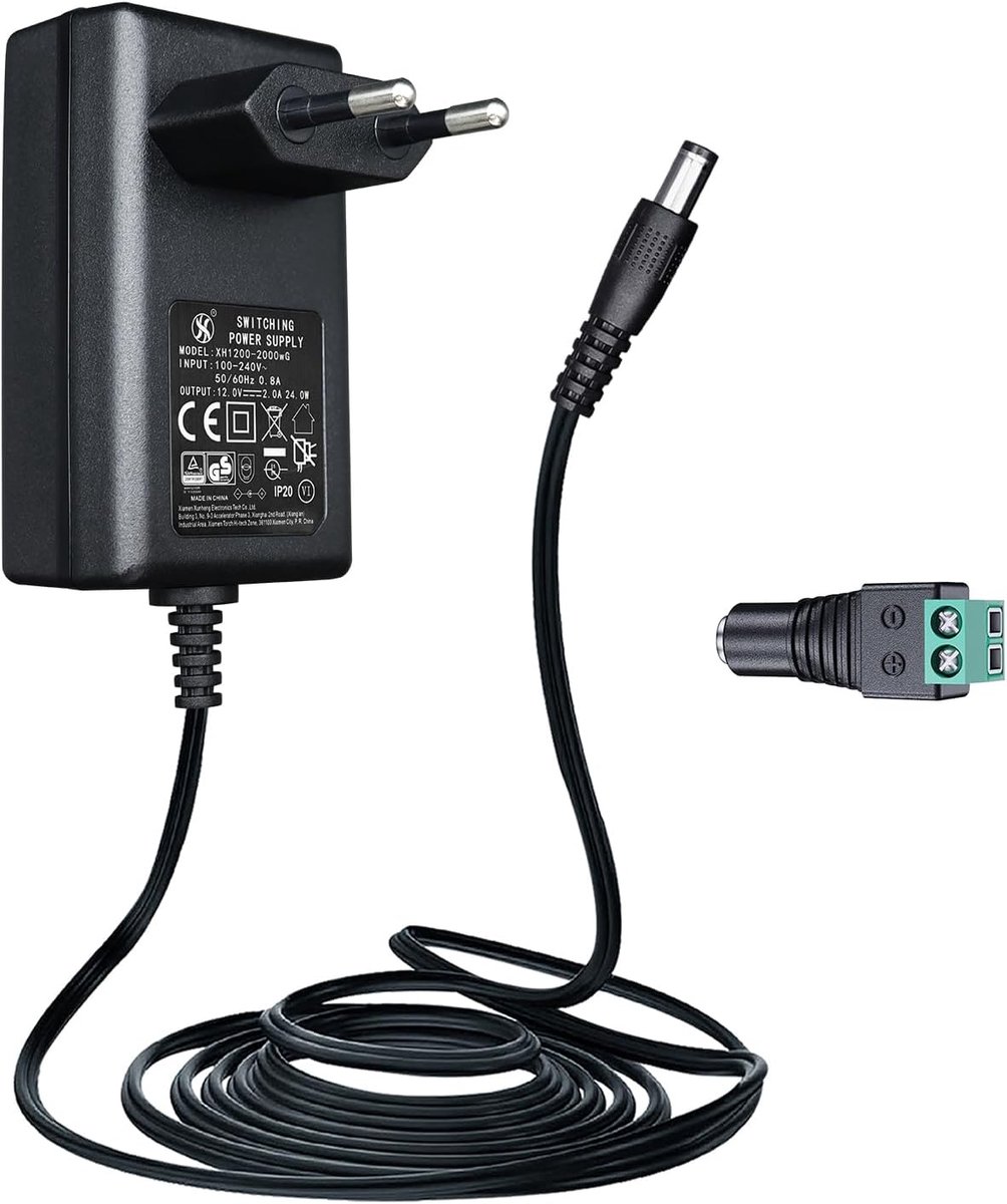 12V 2A/2000mA power adapter, AC 100-240V 50/60Hz to DC 12V 2A/2000mA 24W wall charger with DC female barrel connector - ShopVlot