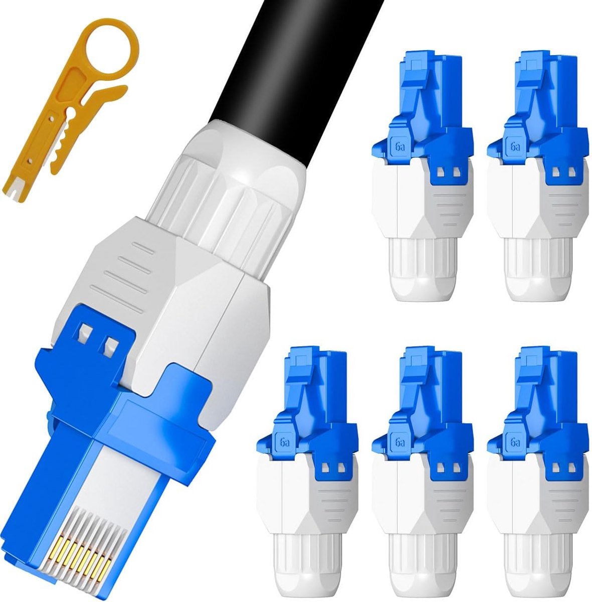 Tool Free RJ45 Connector Pass Non-Through Cat6A No-Crimp Ethernet Plug Cable Connector Toolless Cat6A Modular Plug - ShopVlot