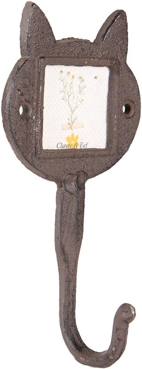 Clayre & Eef Wall Hook Cat 9x5x18cm Brown Iron Coat Rack - ShopVlot