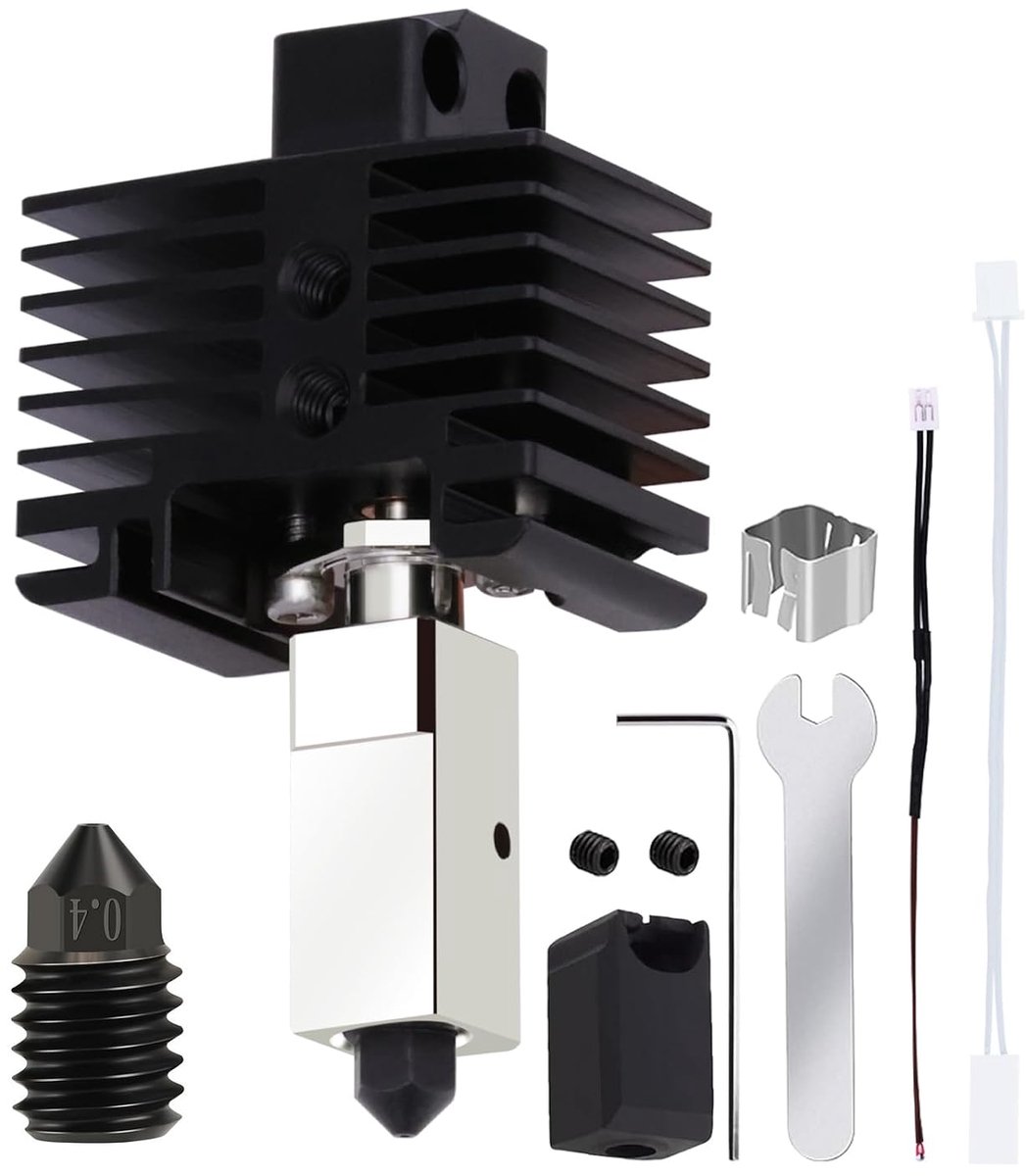 Upgrade 2.0 Hotend Kit for X1C, 3D Printer Print Head Hot End 0.4mm Tempered Steel Nozzle Heating Block Kit with 24V - ShopVlot