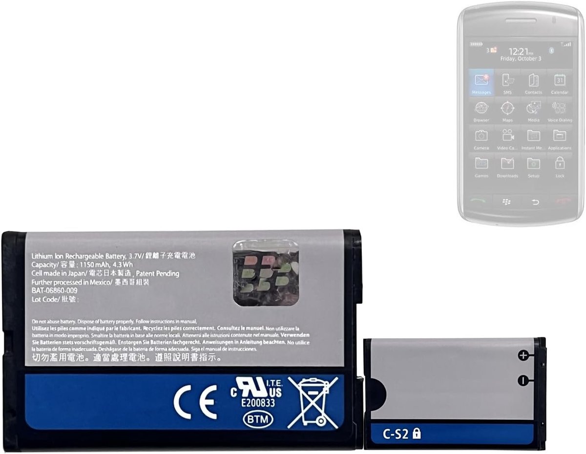Replacement Battery C-S2 Compatible with Black-Berry 7100 7105 7130 8300 8310 8320 8330 8520 8530 8700 8703 8705 8707 - ShopVlot