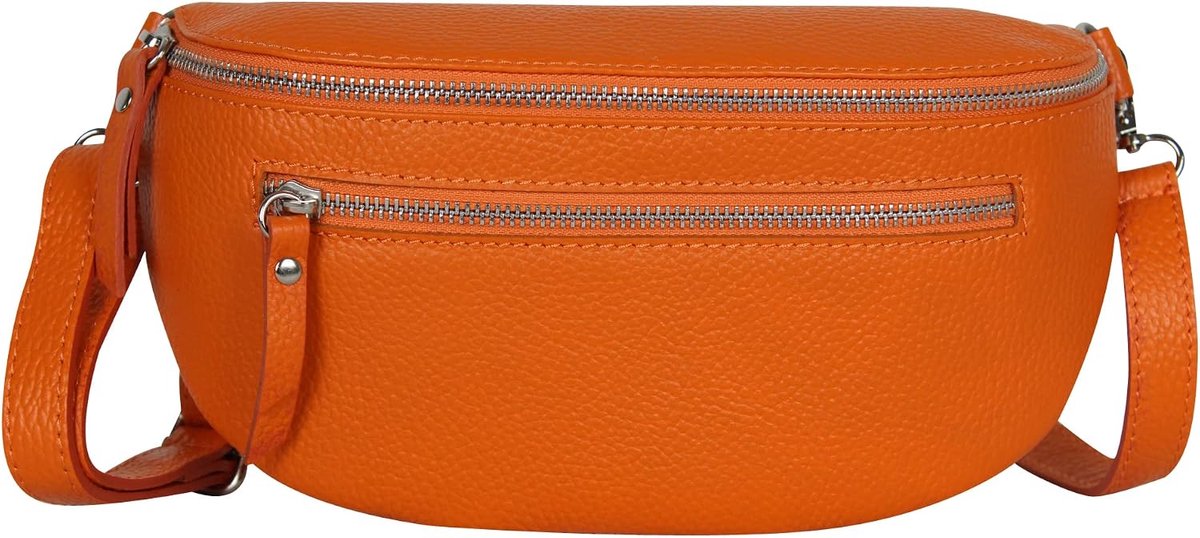 AmbraModa GLX2 Unisex Men's and Women's Small Waist Bag Genuine Leather, orange, Waist bag, belly bag, shoulder bag - ShopVlot