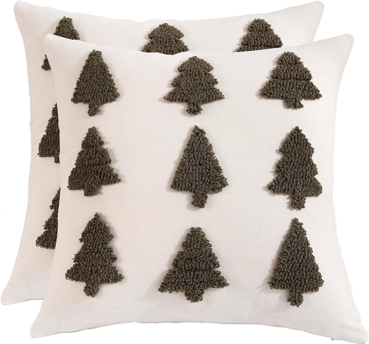 Tosleo Christmas Cushion Covers 50 x 50 cm Set of 2 Dark Green Multiple Christmas Trees Cushion Covers Christmas Party - ShopVlot
