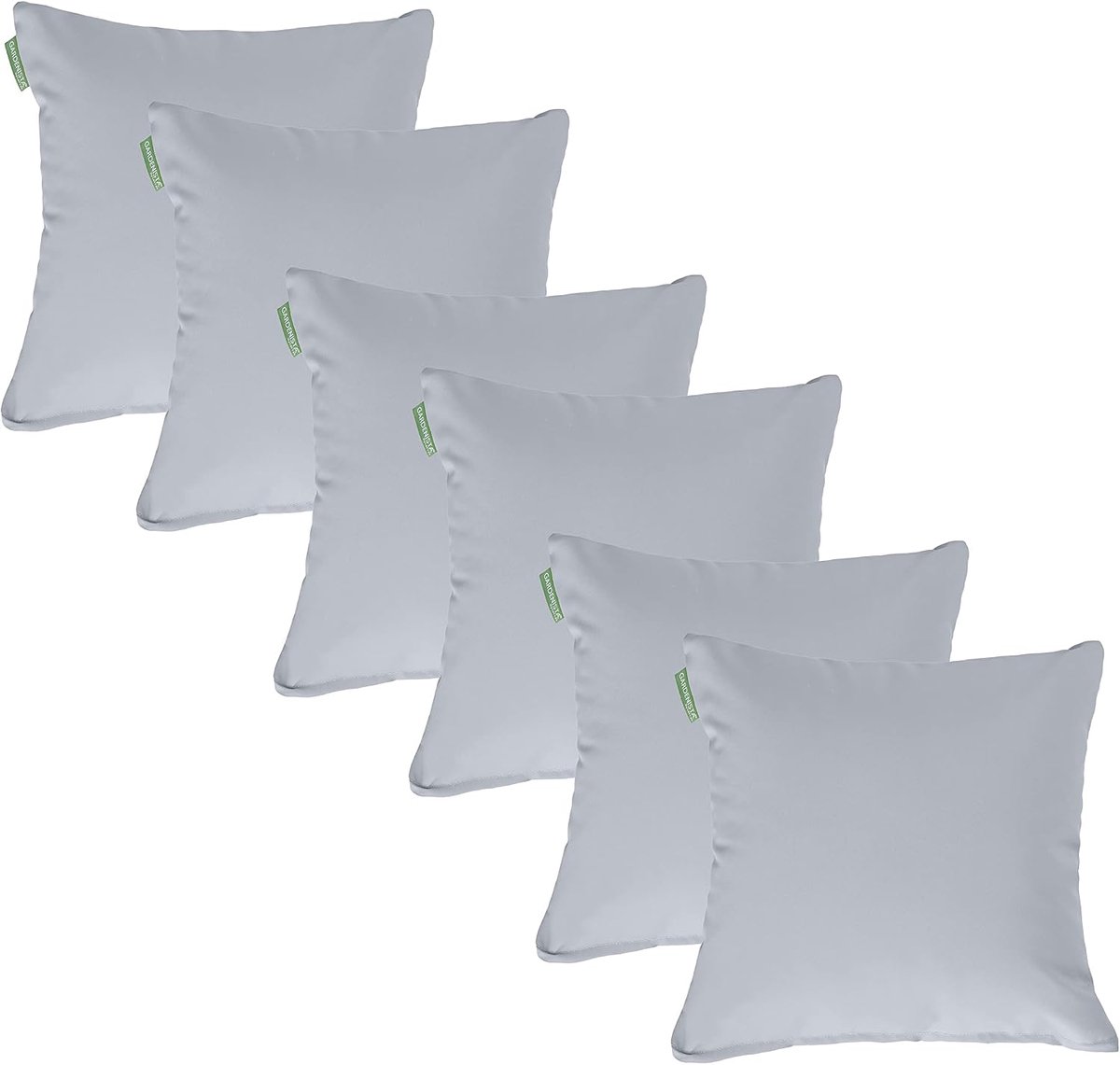 Gardenista Premium Water Resistant Outdoor Foam Crumb Filled 18 Inch Garden Furniture scatter Pillow - 6 Pack (Grey) - ShopVlot