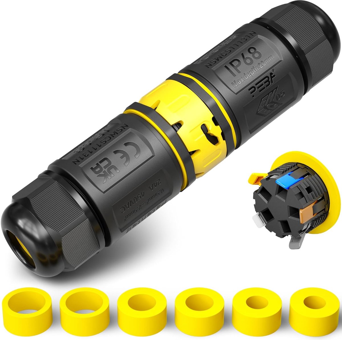 Waterdichte 5-polige Kabelconnector met IP68 Keurmerk | Stekker en Socket voor 4-12 mm Kabel