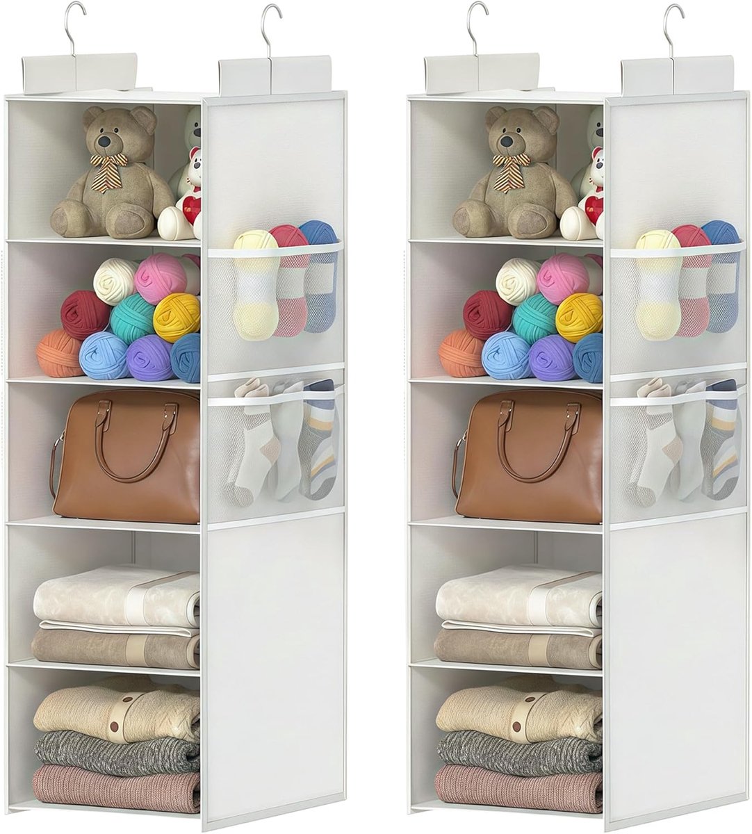 ALLTIDYUP Extra Deep Hanging Cabinet Organizer 2-Pack (White, 5 Layers) - ShopVlot