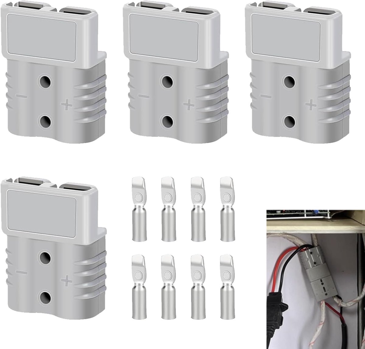 4-Piece Battery Plug for Anderson Quick Connector Set Battery 50A 600V Quick Connect Plug with 8 Copper Lugs for Van - ShopVlot