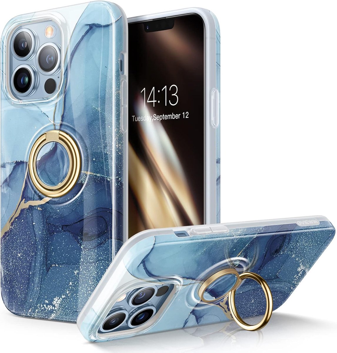 GVIEWIN Compatible with iPhone 15 Case 6.1" 2023, With 2X Screen Protectors + 2X Camera Lens Protectors, Flower Clear - ShopVlot