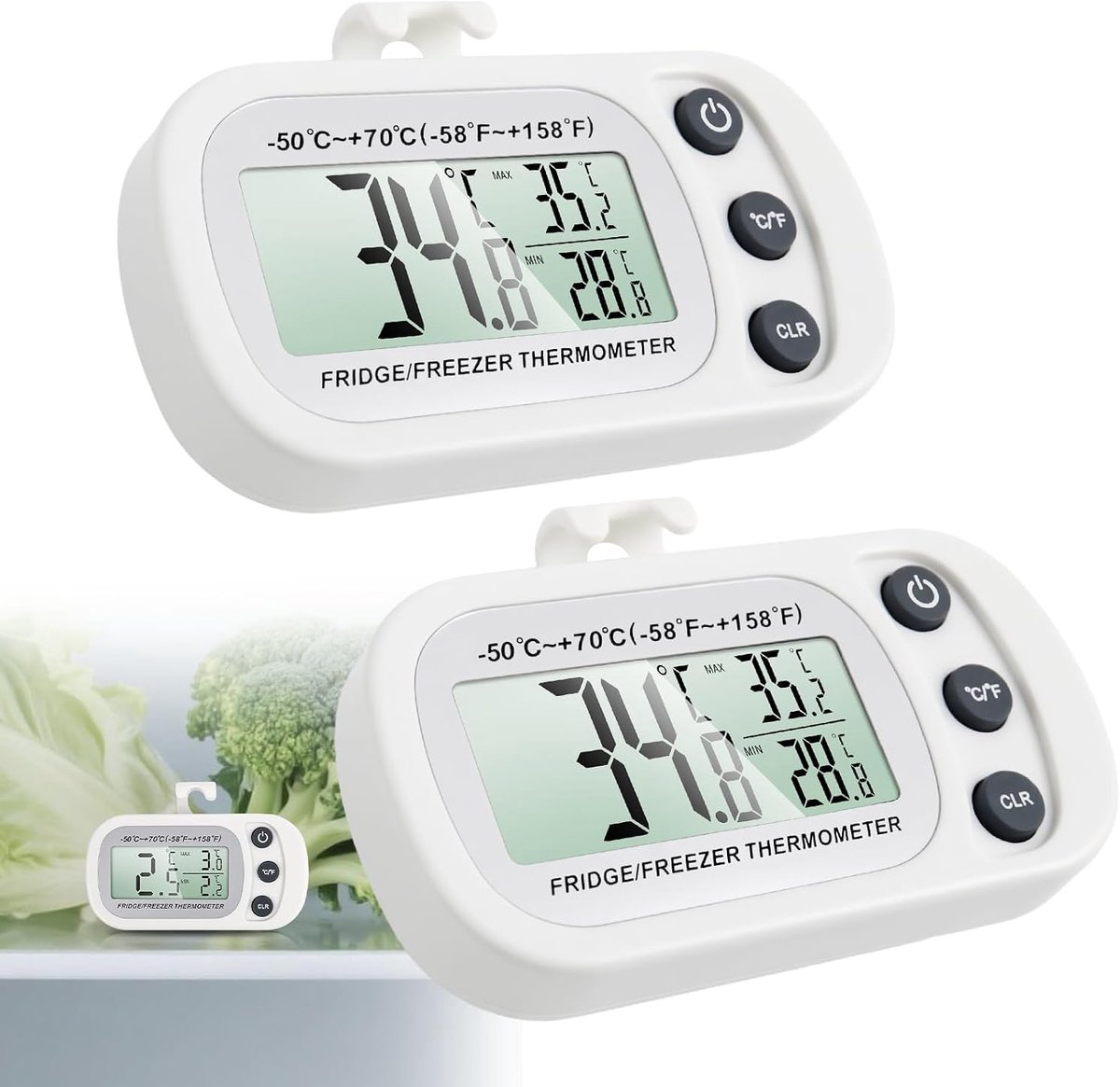 Thermometer, digitale thermometer, waterdicht, groot lcd-display, temperatuurregistratie, max/min, ideaal voor thuis - ShopVlot