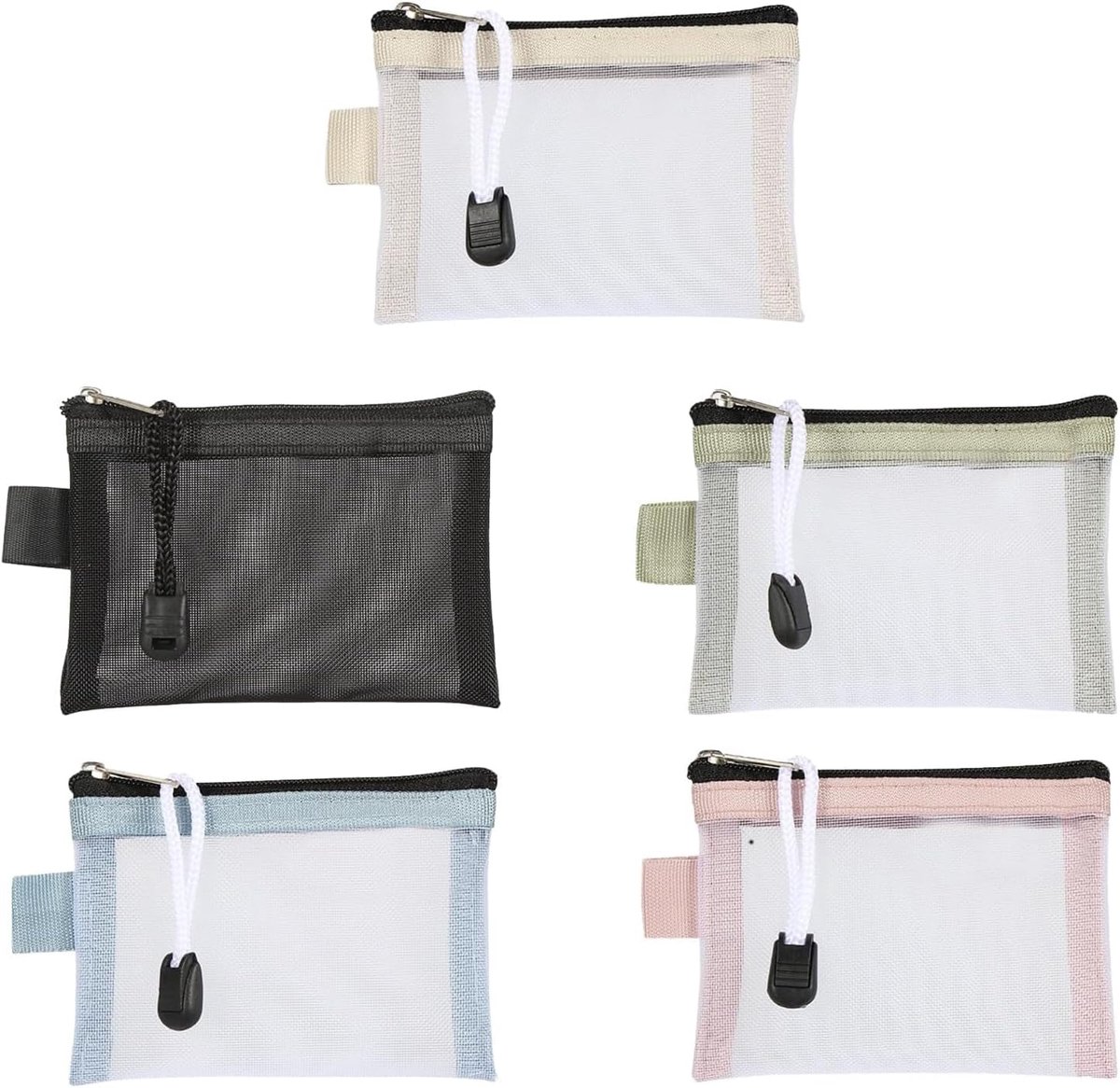 Small Toiletries Pouch with Zipper, 3 Pcs Small Mesh Pouches, Mini Makeup Bag, Toiletry Bag Zipper Pouches Coin Bags - ShopVlot